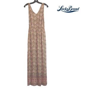 LUCKY BRAND NEW Bohemian Floral Drawstring Pockets Sleeveless Maxi Dress S
